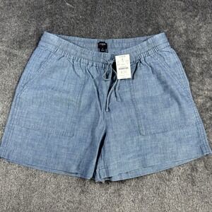 J.CREW Drawstring Shorts Women's Size Small Blue‎ Chambray Pull-On Pockets BZ240